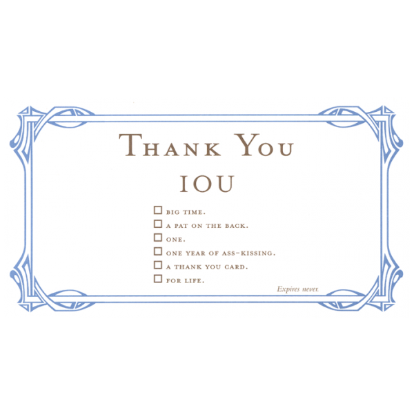Thank You greeting card from the IOU collection.