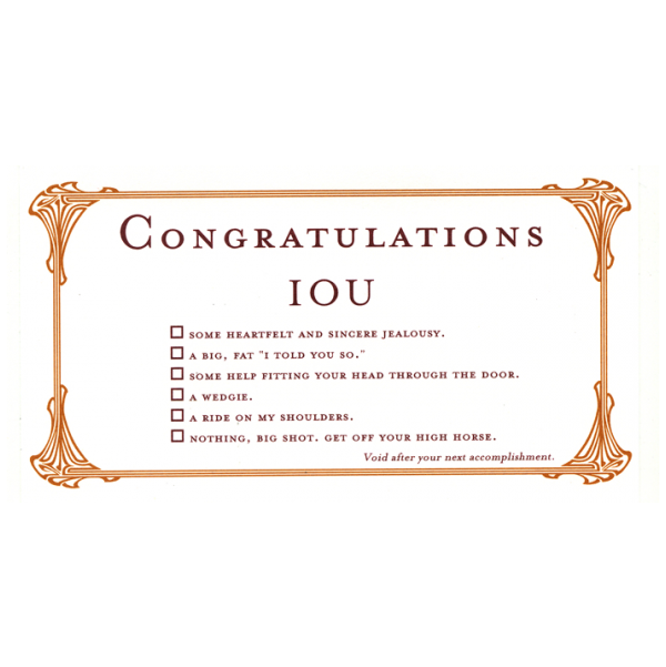 Congratulations greeting card from the IOU collection.