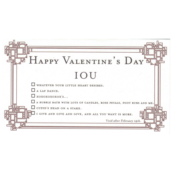 Happy Valentine's Day greeting card from the IOU collection.