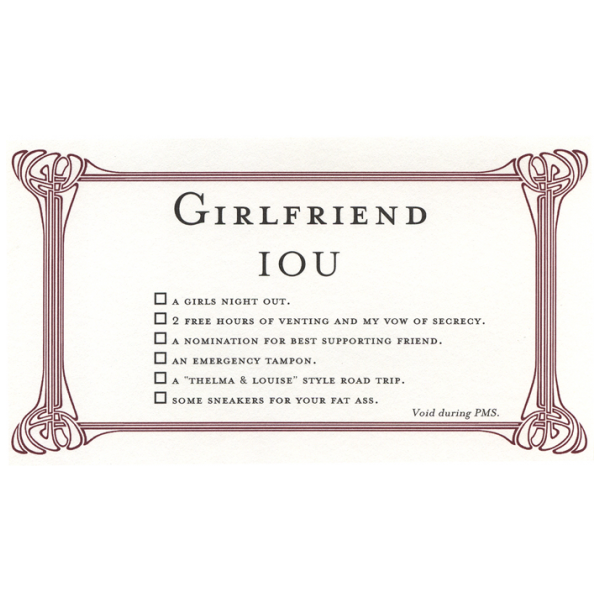 Girlfriend greeting card from the IOU collection.
