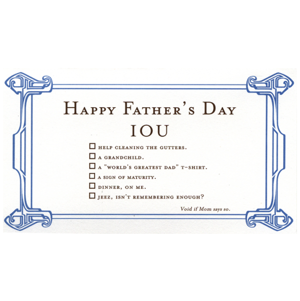 Happy Father's Day greeting card from the IOU collection.