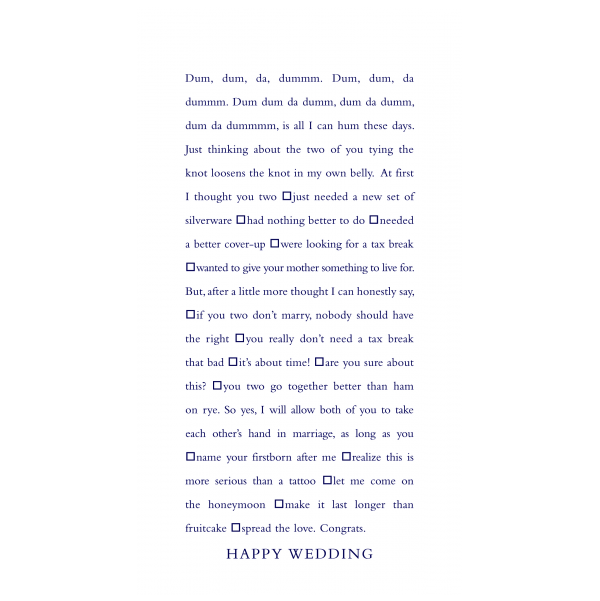Happy Wedding greeting card from the Clever Cards collection.