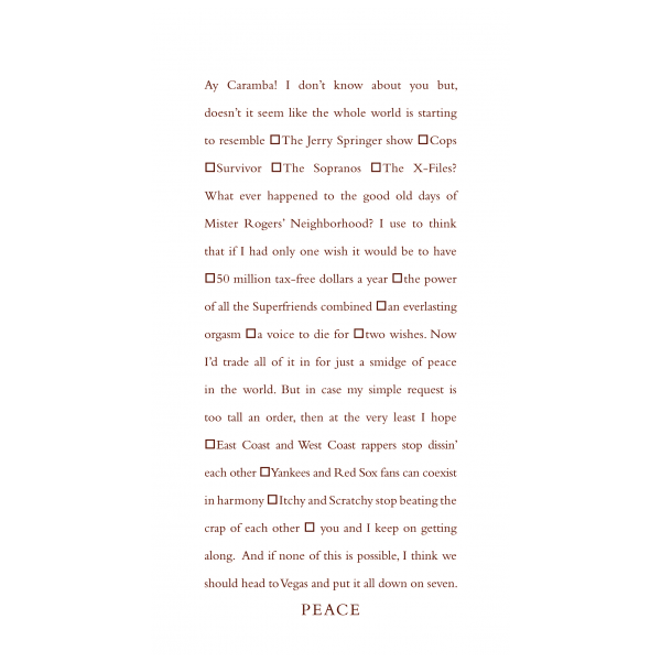 Peace greeting card from the Clever Cards collection.