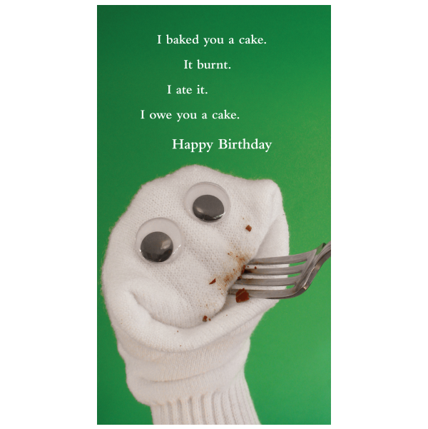 Funny Happy Birthday card greeting card from the Sock 'ems collection.