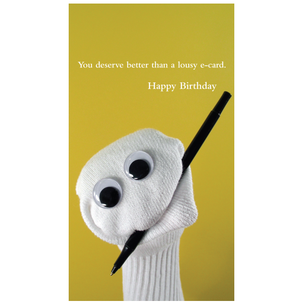Birthday e-card greeting card from the Sock 'ems collection.