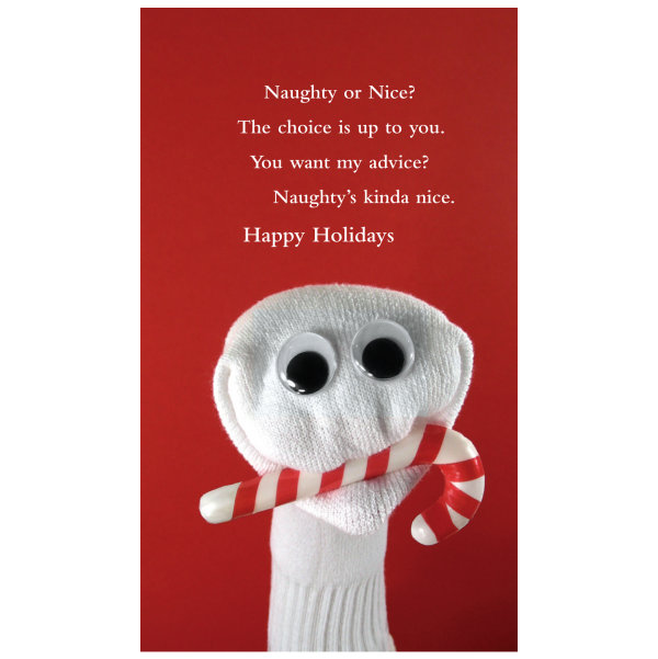 Naughty holiday card greeting card from the Sock 'ems collection.