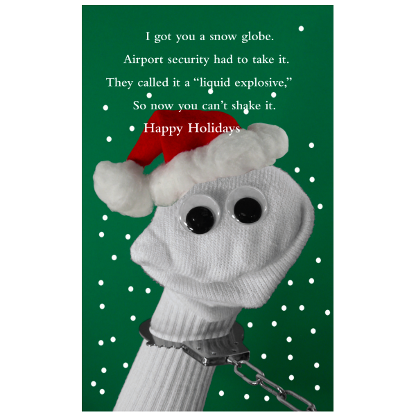 Quiplip Funny Holiday Card Snow Globe Greeting Card From The Sock Ems Collection