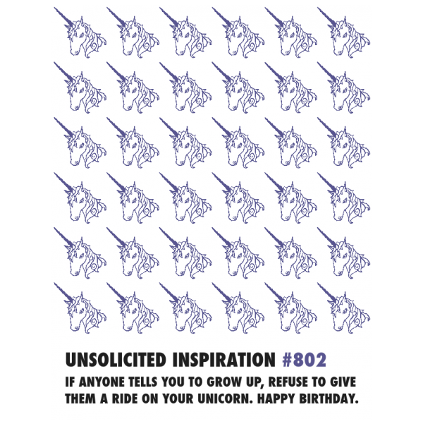 Unicorn Birthday greeting card from the Unsolicited Inspirations collection.