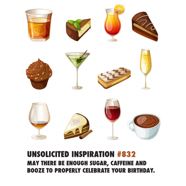 Birthday Sugar & Booze greeting card from the Unsolicited Inspirations collection.